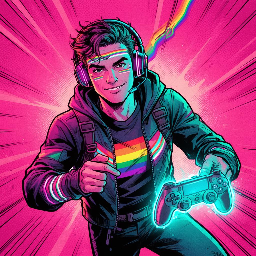 Tekchief, gamer LGBTQ+ in posa eroica
